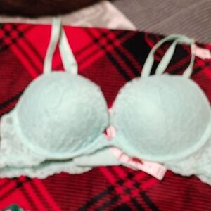 Victoria Secret Push Up Elegant Lace Underwire Bra - Mint